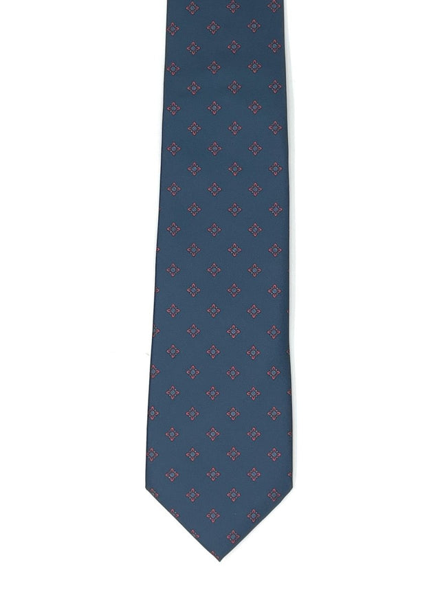 Steel Blue Floral Motif Tie - Wilmok
