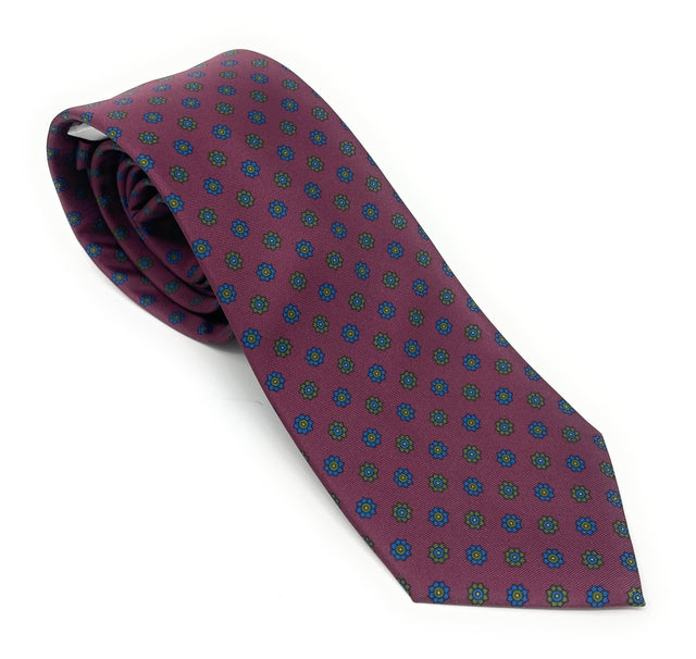Sustainable Burgundy Floral Medallion Tie - Wilmok