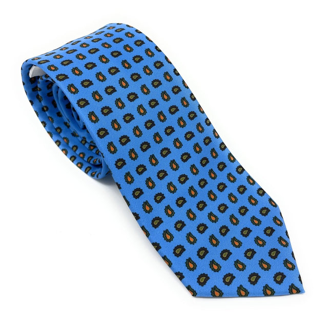 Sustainable Sky Blue Paisley Dot Tie - Wilmok