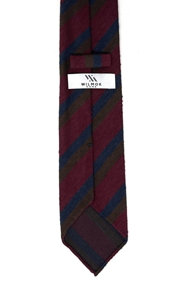 Vintage Burgundy and Navy Striped Shantung Tie - Wilmok