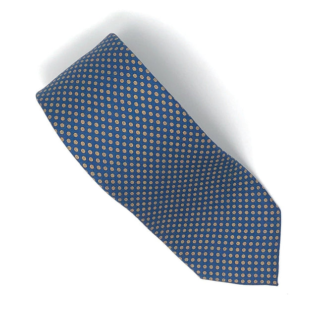 7 Fold Handmade Italian Blue Sunflower Silk Tie - Wilmok