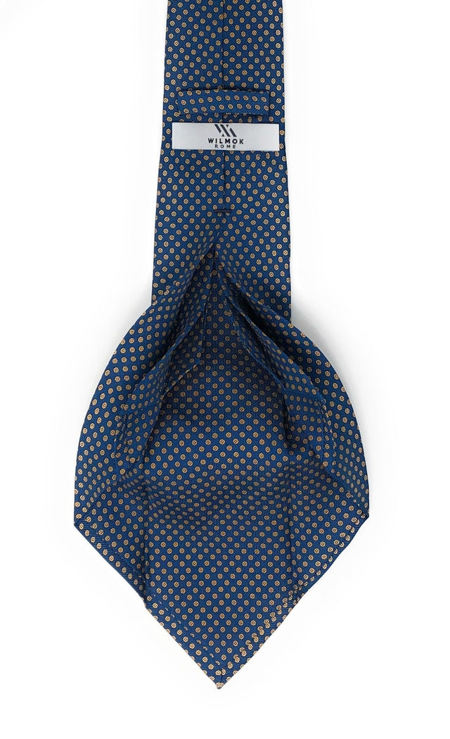 7 Fold Handmade Italian Blue Sunflower Silk Tie - Wilmok