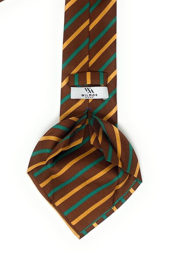 7 Fold Silk Tie - Regimental Brown - Wilmok