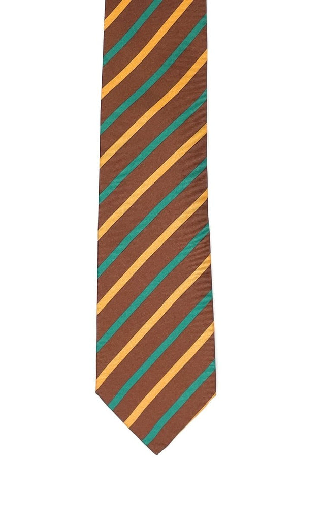 7 Fold Silk Tie - Regimental Brown - Wilmok