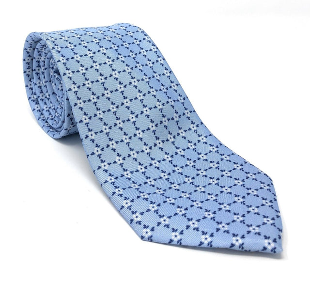 7 Fold Tie - Light Blue Geometric Pattern - Wilmok