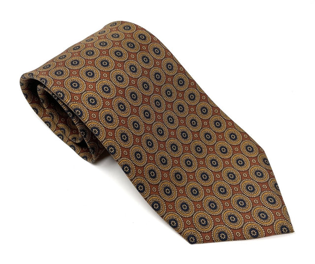 7 Fold Tie - Vintage Medallion Brown - Wilmok