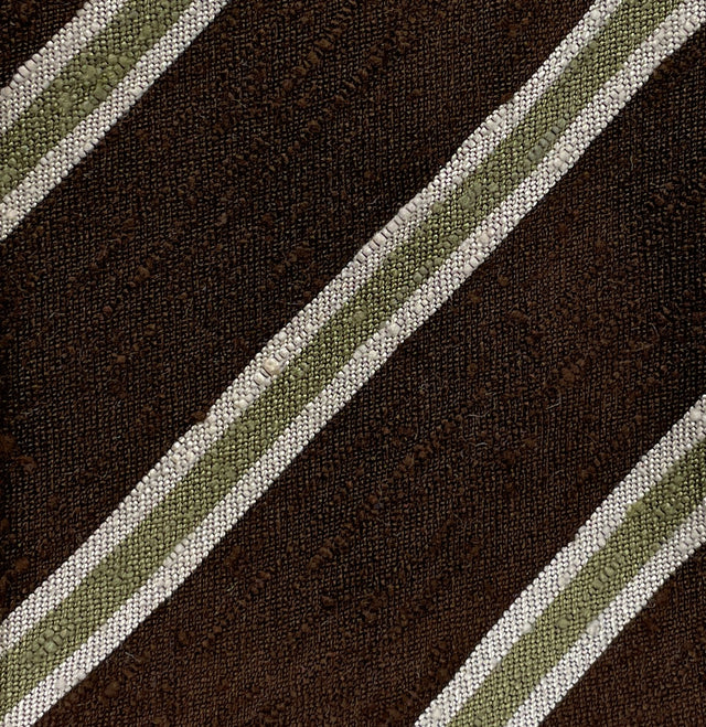 Regimental Shantung Tie - Brown with Gold Stripes