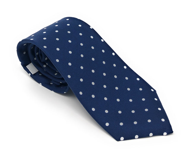 Polka Dots Tie Navy Blue Silk