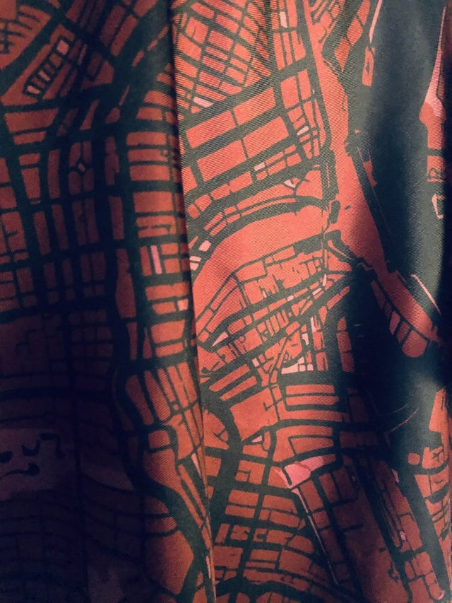 AMSTERDAM Map Hand-Rolled Silk Pocket Square - Wilmok