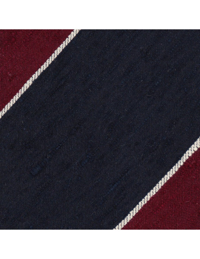Block Striped Shantung Tie - Navy & Burgundy - Wilmok