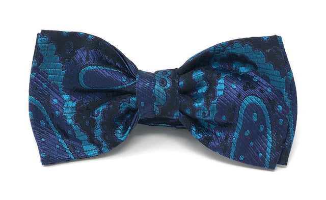 Blue Black Silk Italian Jacquard Bow Tie - Wilmok