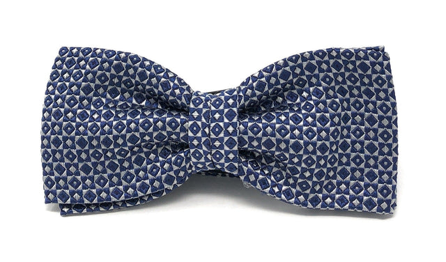 Blue Cube Silk Italian Jacquard Bow Tie - Wilmok