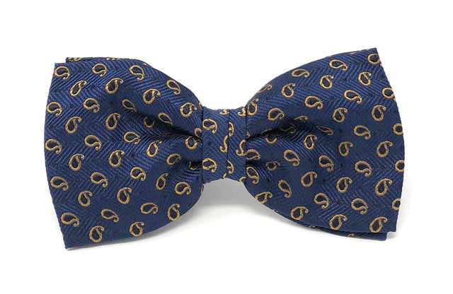 Blue Micro Paisley Silk Italian Pre-tied Bow Tie - Wilmok