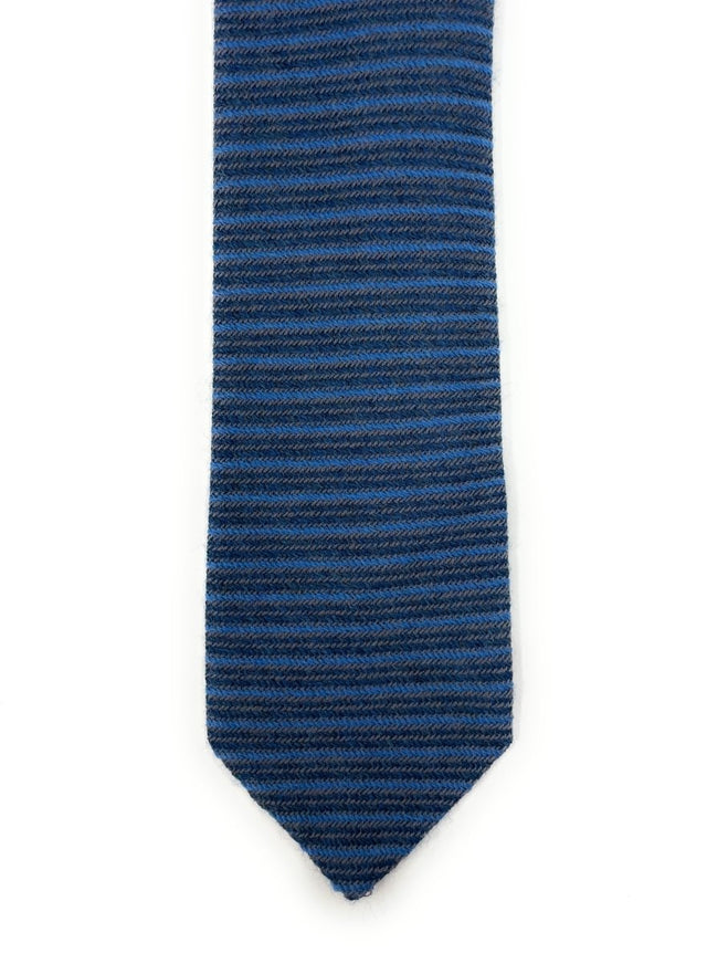 Blue Striped Cashmere & Wool Tie - Wilmok