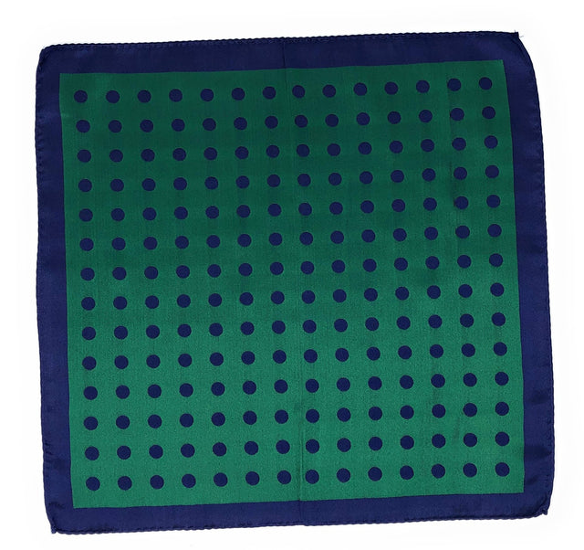 Double Sided Jacquard Blue Green Polka Dot Pocket Square - Wilmok