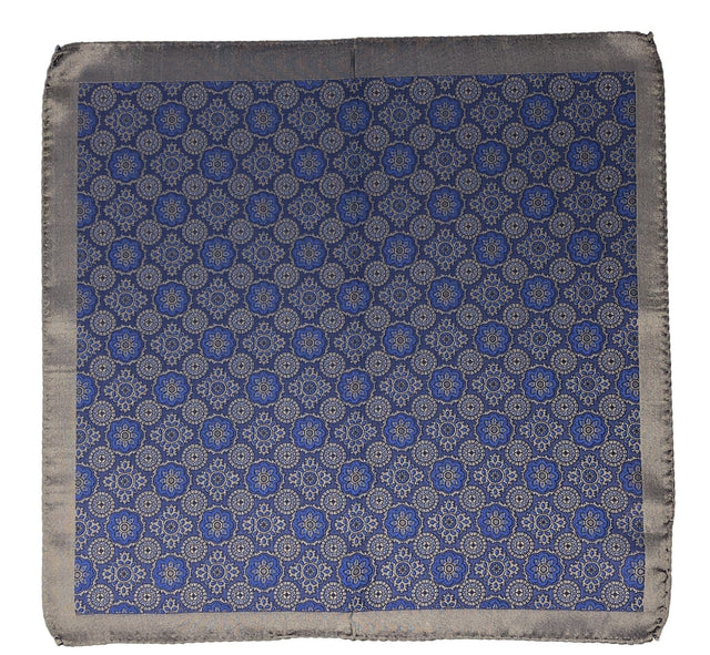 Double Sided Jacquard Italian Silver Medallion Pocket Square - Wilmok