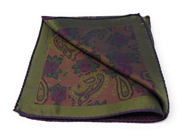 Double Sided Jacquard Purple Paisley Pocket Square - Wilmok