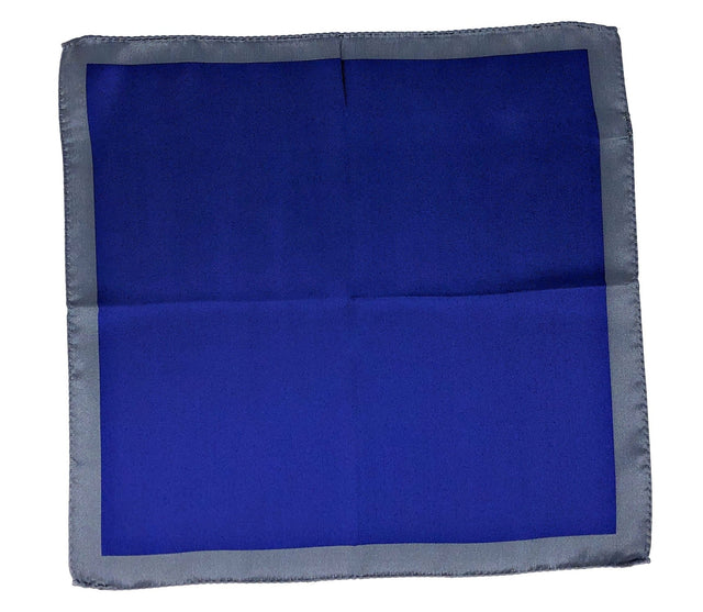 Double Sided Jacquard Solid Blue Silver Pocket Square - Wilmok