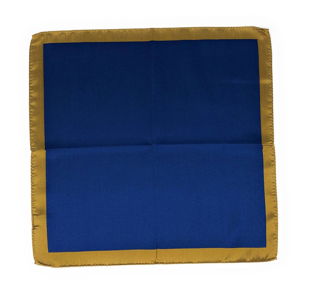 Double Sided Jacquard Solid Blue Yellow Pocket Square - Wilmok