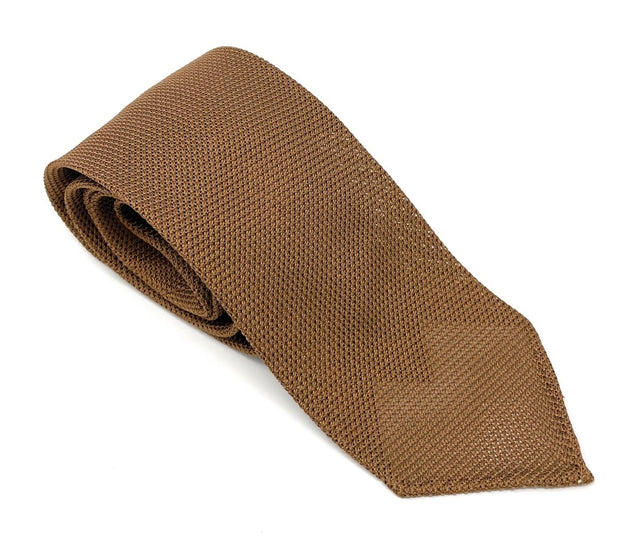 Grenadine Garza Untipped Luxury Hand-Rolled Light Brown Tie - Wilmok