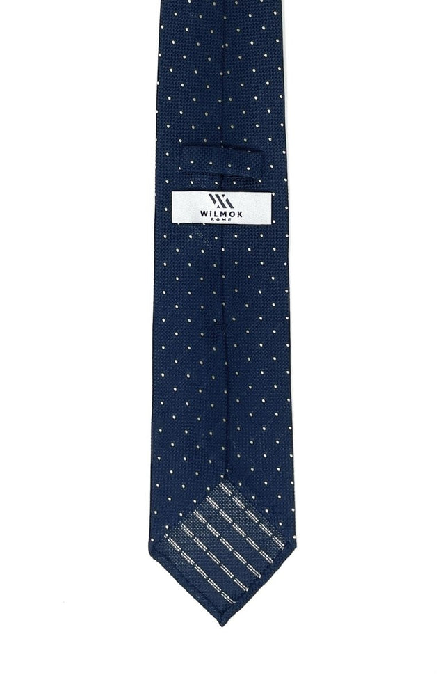 Grenadine Silk Tie - Navy Blue Pin Dot - Wilmok