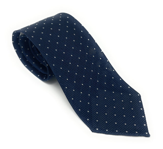 Grenadine Silk Tie - Navy Blue Pin Dot - Wilmok