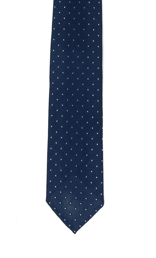 Grenadine Silk Tie - Navy Blue Pin Dot - Wilmok