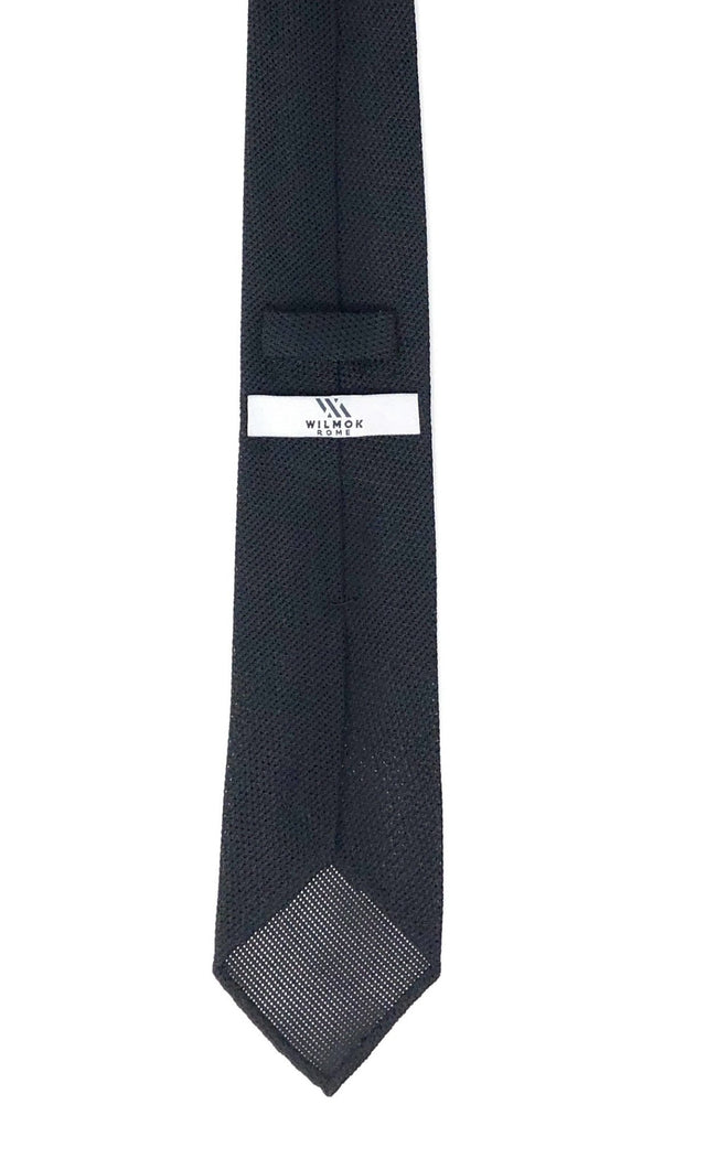 Grenadine Untipped Luxury Hand-Rolled Black Tie - Wilmok