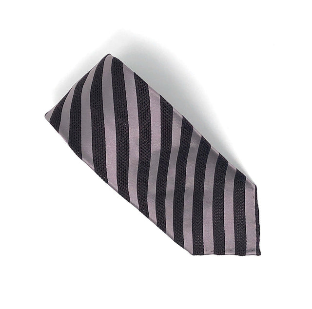 Grenadine Untipped Luxury Hand-Rolled Maroon Striped Tie - Wilmok