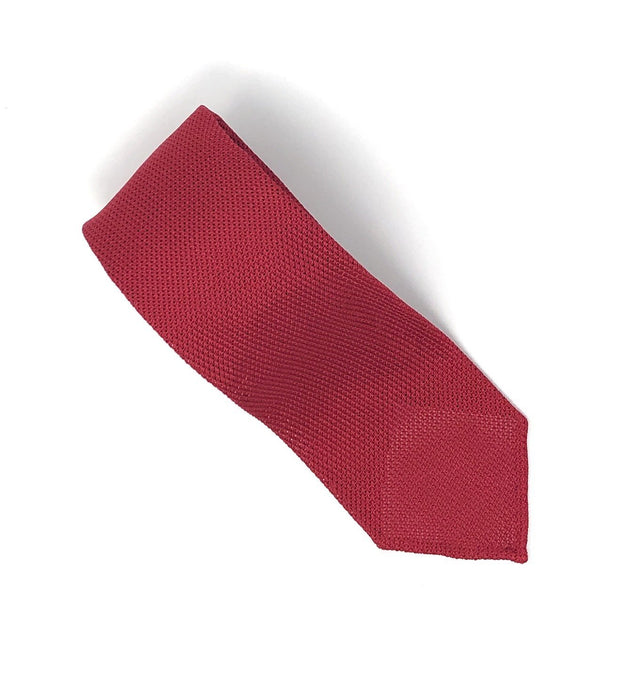 Grenadine Untipped Luxury Hand-Rolled Red Tie - Wilmok