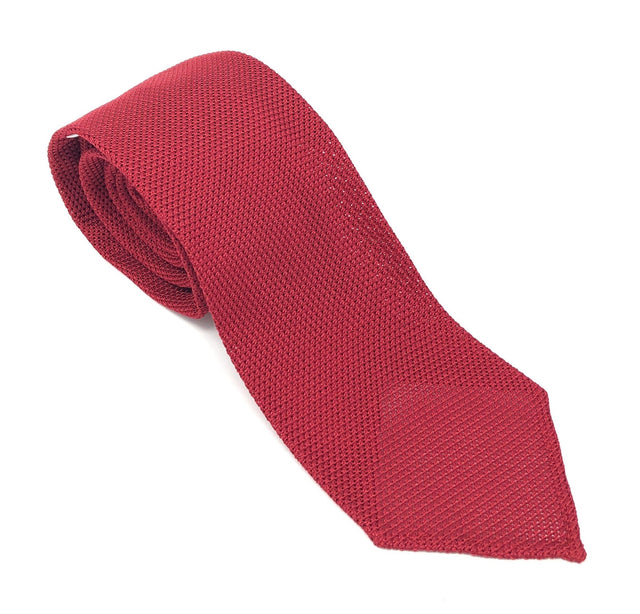 Grenadine Untipped Luxury Hand-Rolled Red Tie - Wilmok