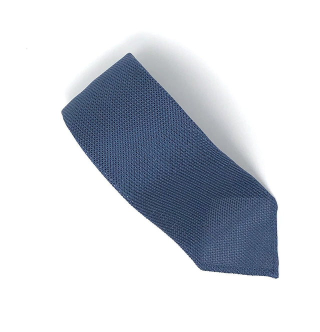 Grenadine Untipped Luxury Hand-Rolled Steel Blue Tie - Wilmok