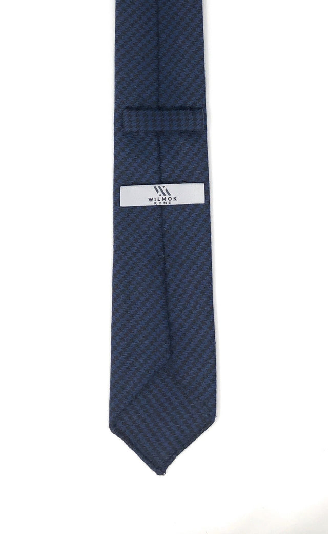 Italian Blue Dogtooth Check Wool Tie - Wilmok