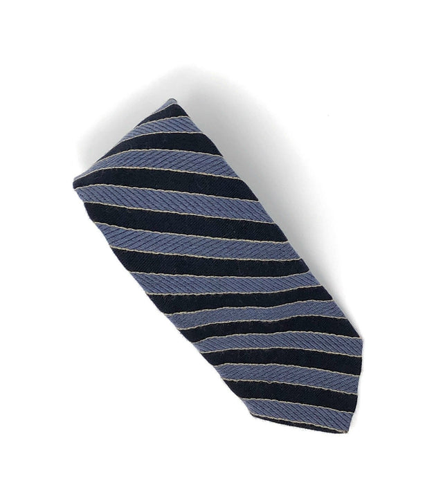 Italian Blue Striped Handmade Cashmere Tie - Wilmok