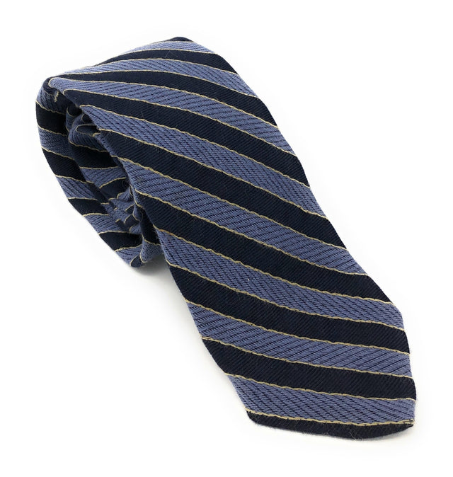 Italian Blue Striped Handmade Cashmere Tie - Wilmok
