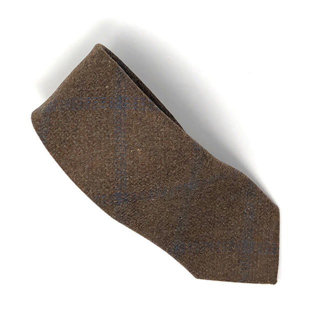 Italian Dark Brown Plaid Handmade Wool Tie - Wilmok