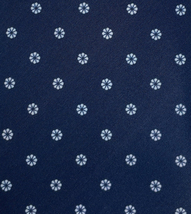 Italian Printed Blue Circular Floral Silk Tie - Wilmok