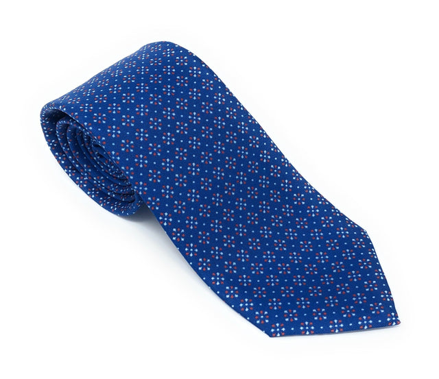 Italian Printed Blue Micro Pattern Silk Tie - Wilmok