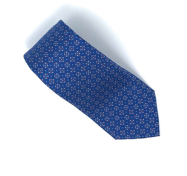 Italian Printed Blue Micro Pattern Silk Tie - Wilmok