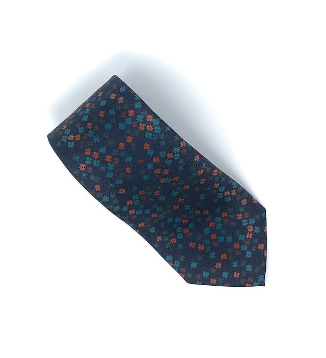 Italian Printed Blue Mix Floral Silk Tie - Wilmok
