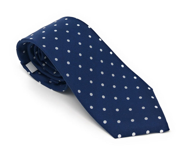 Italian Printed Blue Polka Pattern Silk Tie - Wilmok