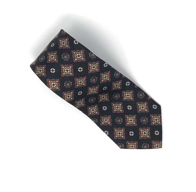 Italian Printed Diamond Floral Silk Tie - Wilmok