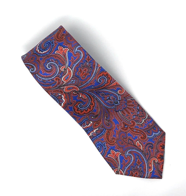 Italian Printed Red Vintage Paisley Silk Tie - Wilmok