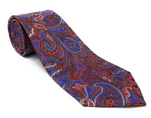 Italian Printed Red Vintage Paisley Silk Tie - Wilmok