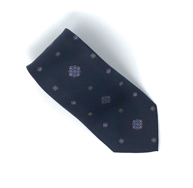 Italian Printed Vintage Cube Floral Pattern Silk Tie - Wilmok