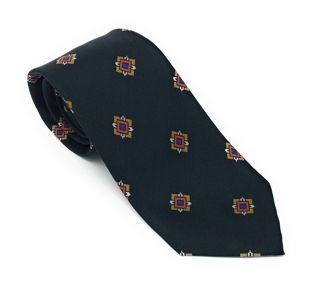 Italian Printed Vintage Cube Pattern Silk Tie - Wilmok