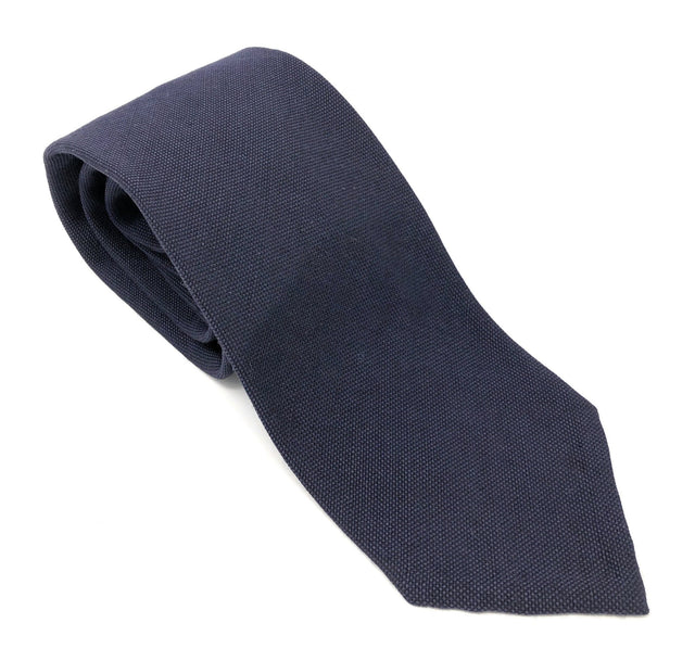 Italian Self-Tipped Navy Blue Wool Tie - Wilmok