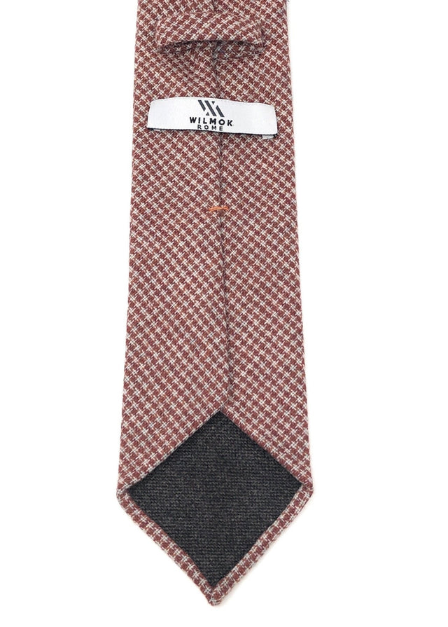 Italian Untipped Check Red Wool Tie - Wilmok