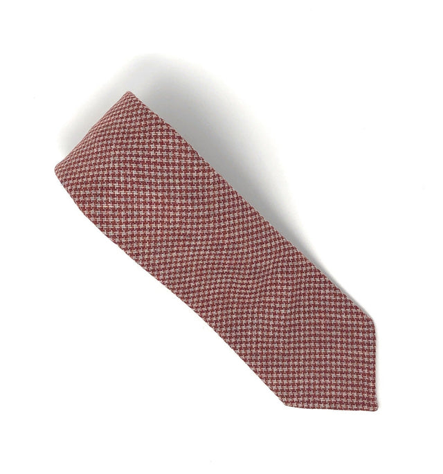 Italian Untipped Check Red Wool Tie - Wilmok