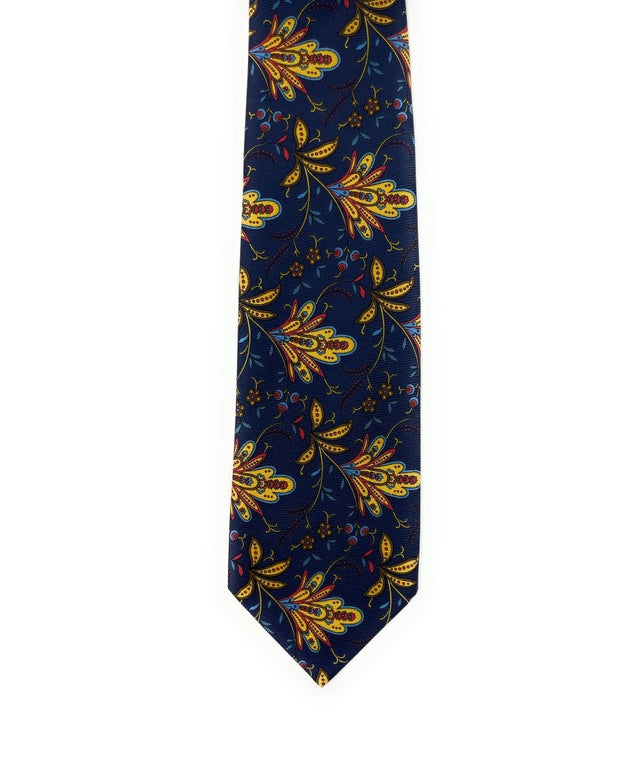 Jacquard Blue Floral Silk Tie - Wilmok